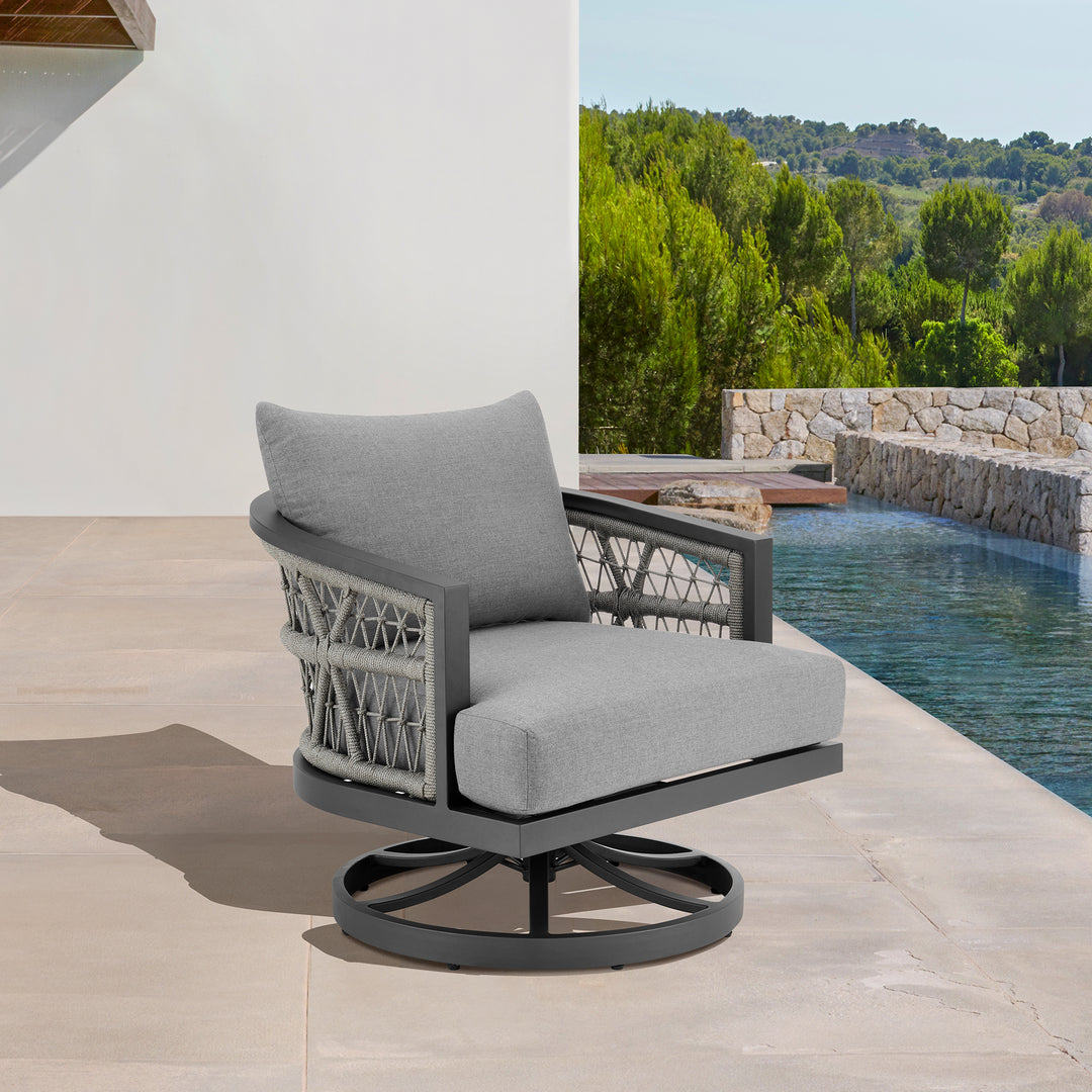 American Home Furniture Armen Living Zella Outdoor Swivel Chair
