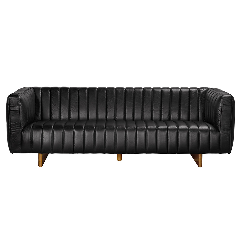Noir - Khann Sofa, Ebony Black Leather - LEA-AS004BLL