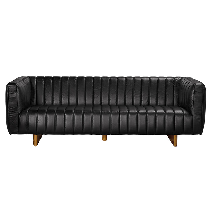 Noir - Khann Sofa, Ebony Black Leather - LEA-AS004BLL