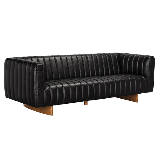 Noir - Khann Sofa, Ebony Black Leather - LEA-AS004BLL