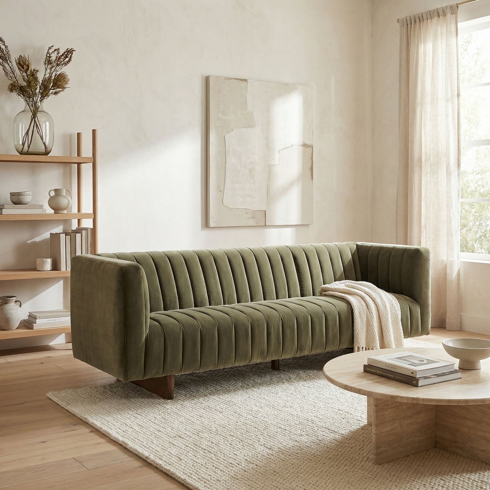 Noir - Khann Sofa, Green Performance Velvet - LEA-AS004VEL