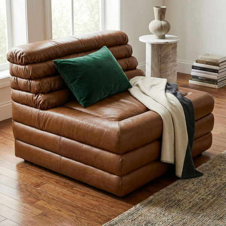 Noir - Bandera Sofa, 1A, Roche Tan Leather - LEA-AS015A-1ABR