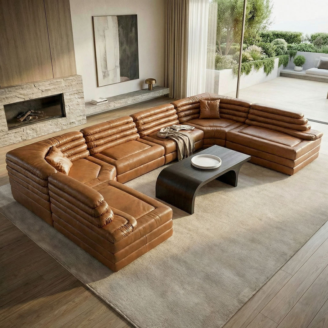 Noir - Bandera Sofa, Cl, Roche Tan Leather - LEA-AS015A-CLBR