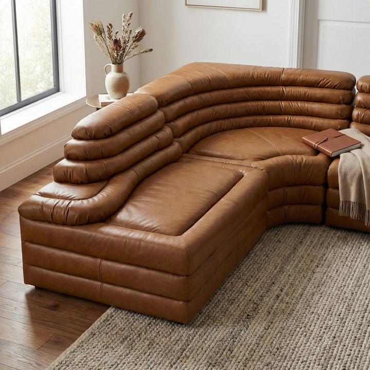 Noir - Bandera Sofa, Cl, Roche Tan Leather - LEA-AS015A-CLBR