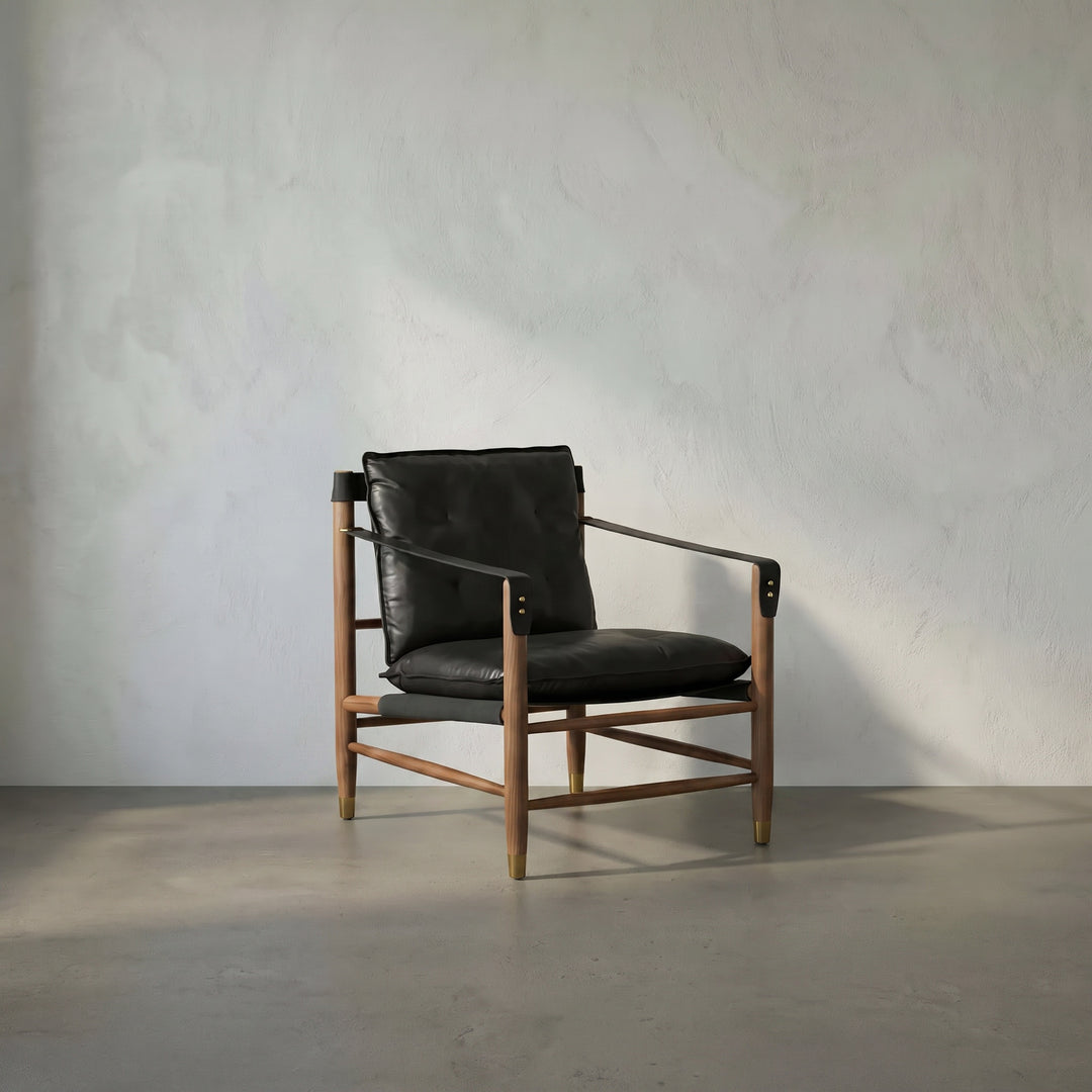 Noir - Luther Chair, Ebony Black Leather - LEA-C001BLL