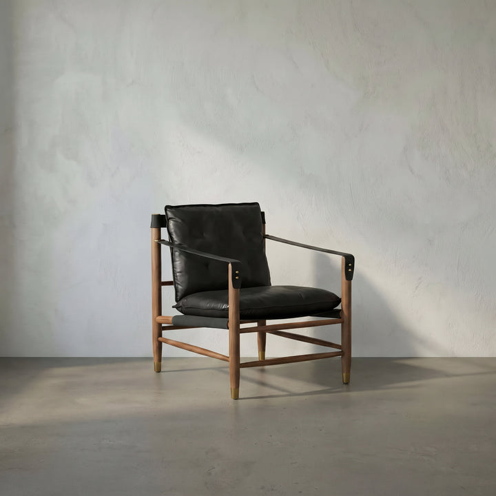 Noir - Luther Chair, Ebony Black Leather - LEA-C001BLL