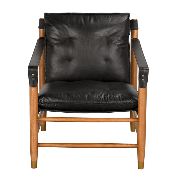 Noir - Luther Chair, Ebony Black Leather - LEA-C001BLL