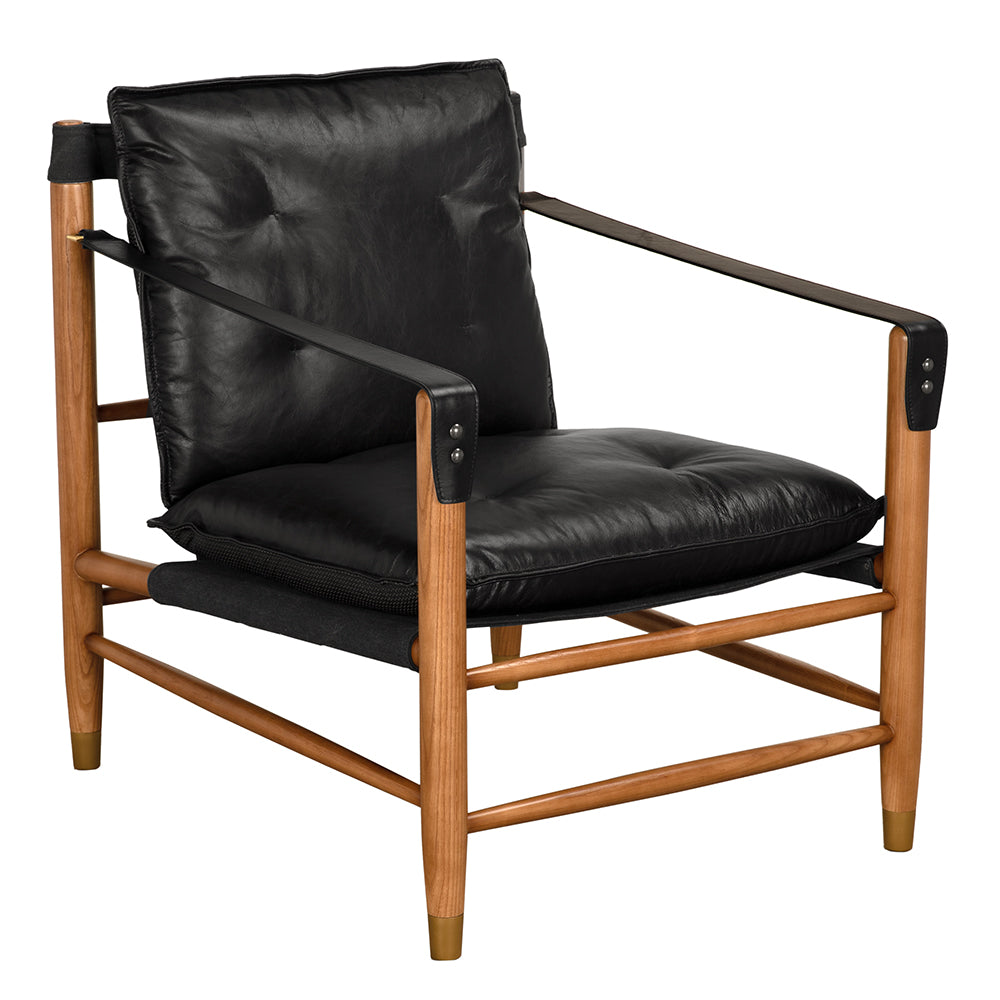 Noir - Luther Chair, Ebony Black Leather - LEA-C001BLL