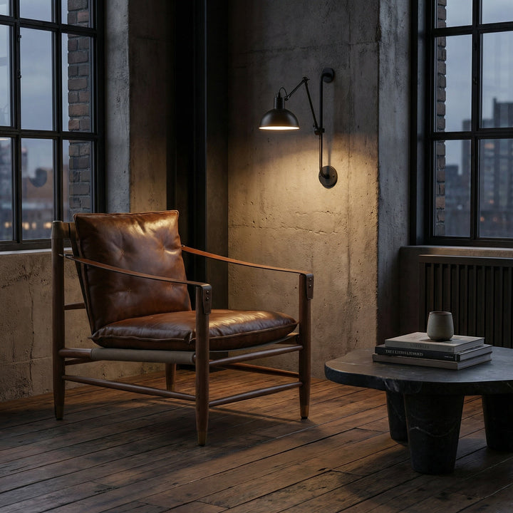 Noir Luther Chair - Cuba Brown Leather