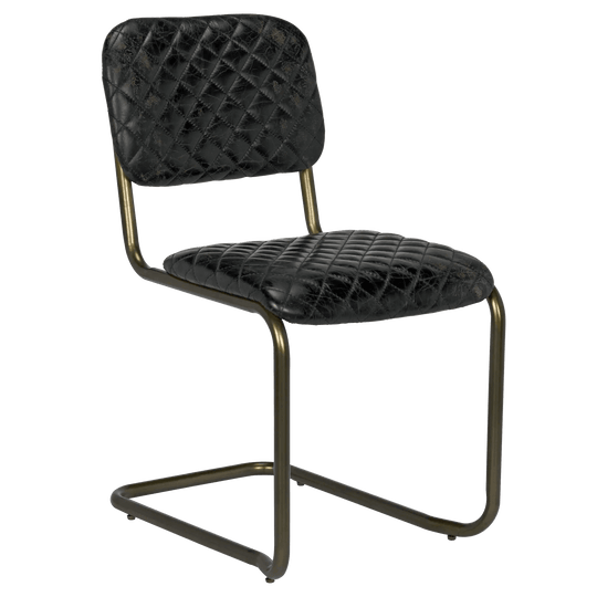 Noir 0037 Dining Chair, Steel and Leather - Set of 2 DINING CHAIRS