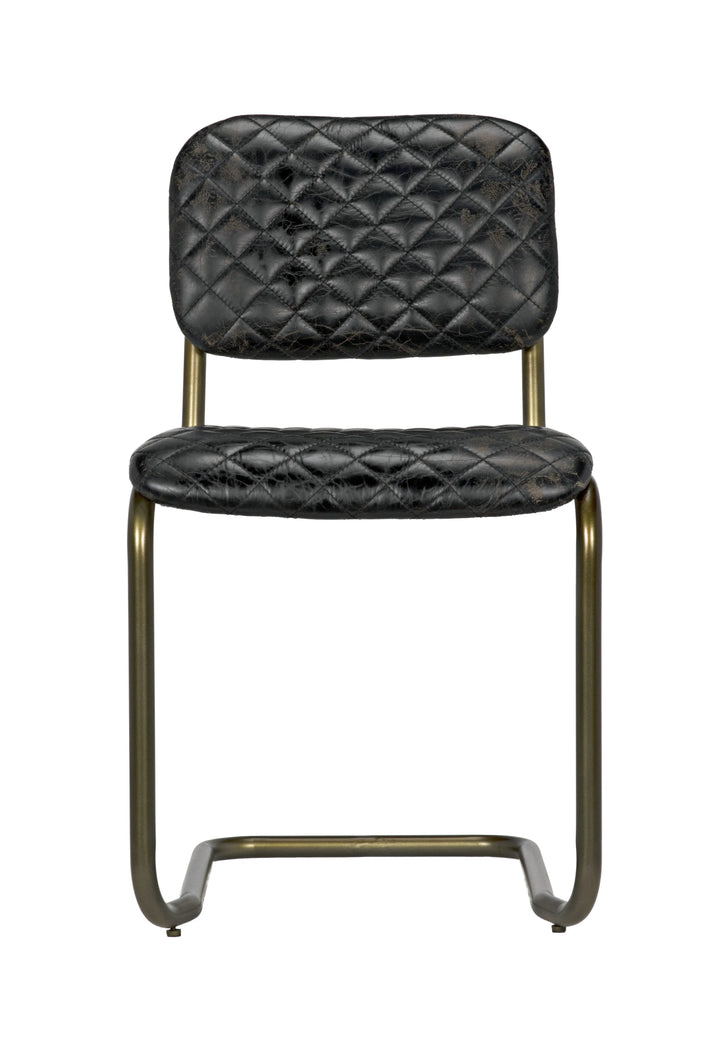 American Home Furniture | Noir - 0037 Dining Chair, Steel and Leather