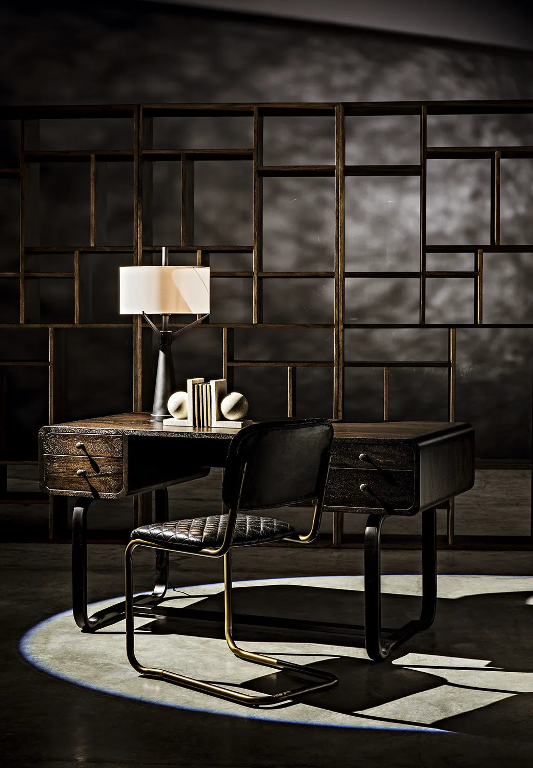 American Home Furniture | Noir - 0037 Dining Chair, Steel and Leather