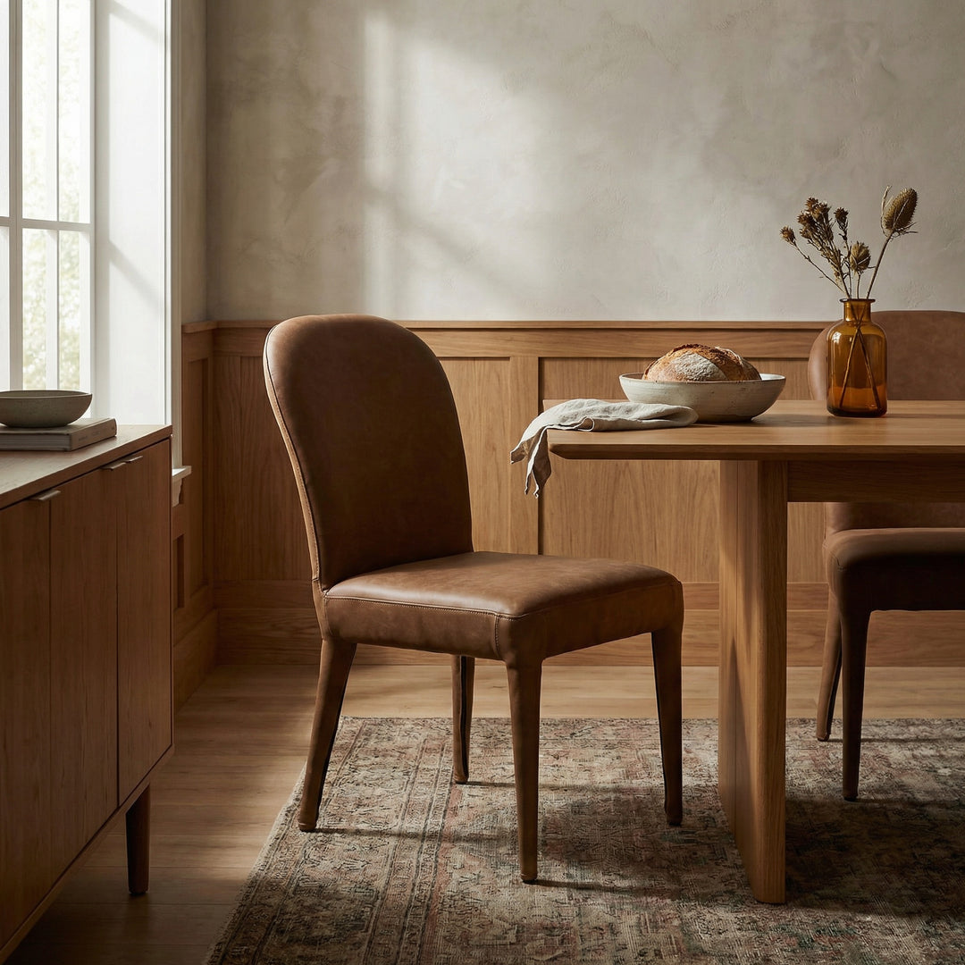 Noir - Georgia Dining Chair, Orris Brown Leather - LEA-C003BR