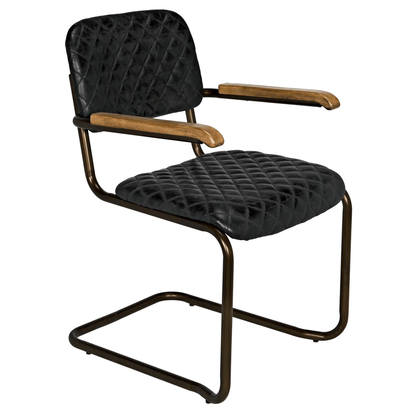 Noir 0045 Arm Chair, Vintage Black Leather - Set of 2 DINING CHAIRS