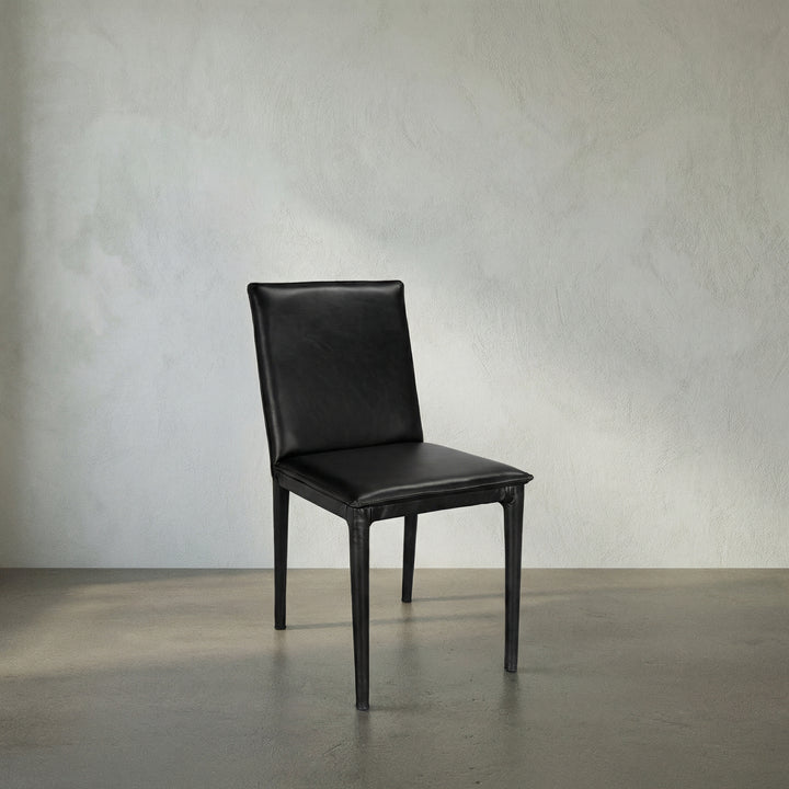 Noir - Newton Dining Chair, Ebony Black Leather - LEA-C004BLL
