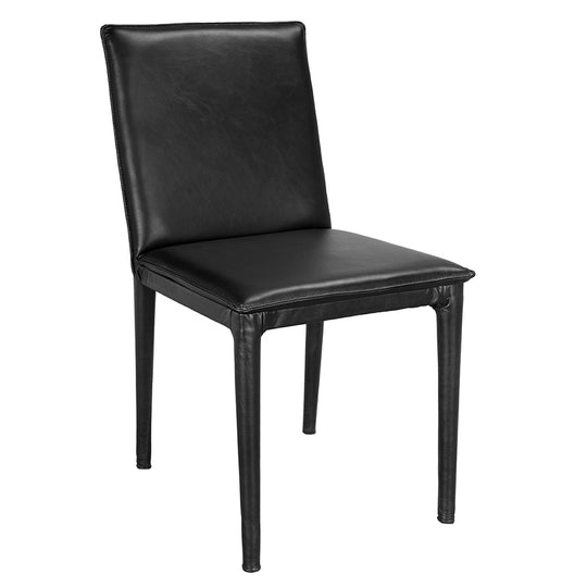 Noir - Newton Dining Chair, Ebony Black Leather - LEA-C004BLL