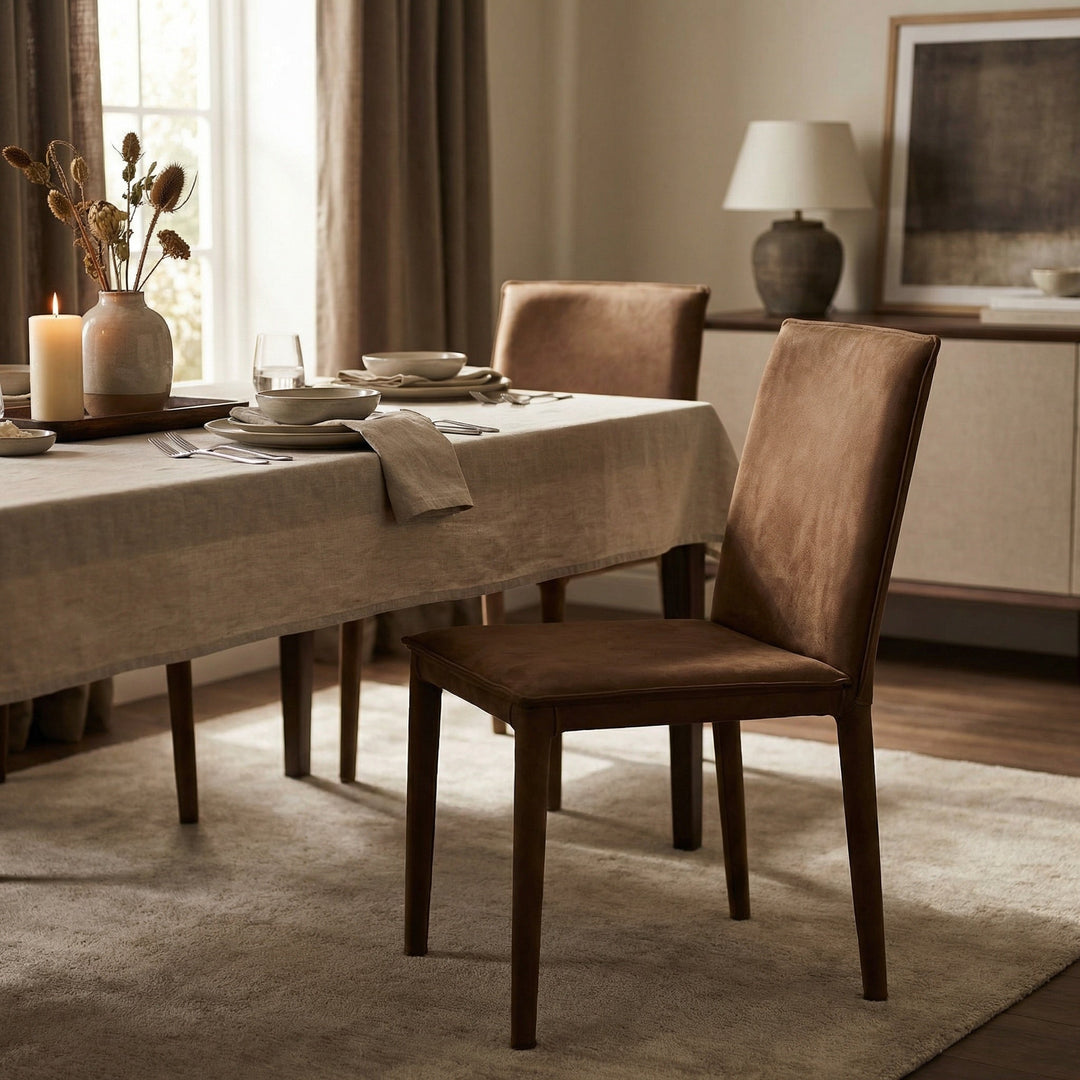 Noir Newton Dining Chair - Brown Leather