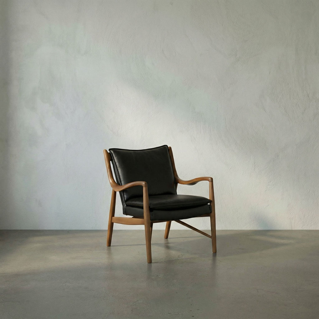Noir - Weston Chair with Black Leather - LEA-C006BLL