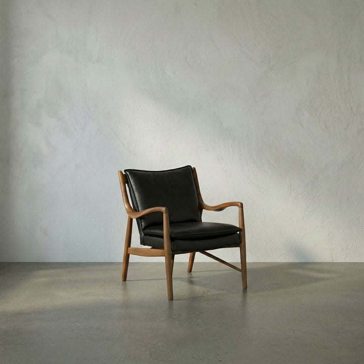 Noir - Weston Chair with Black Leather - LEA-C006BLL