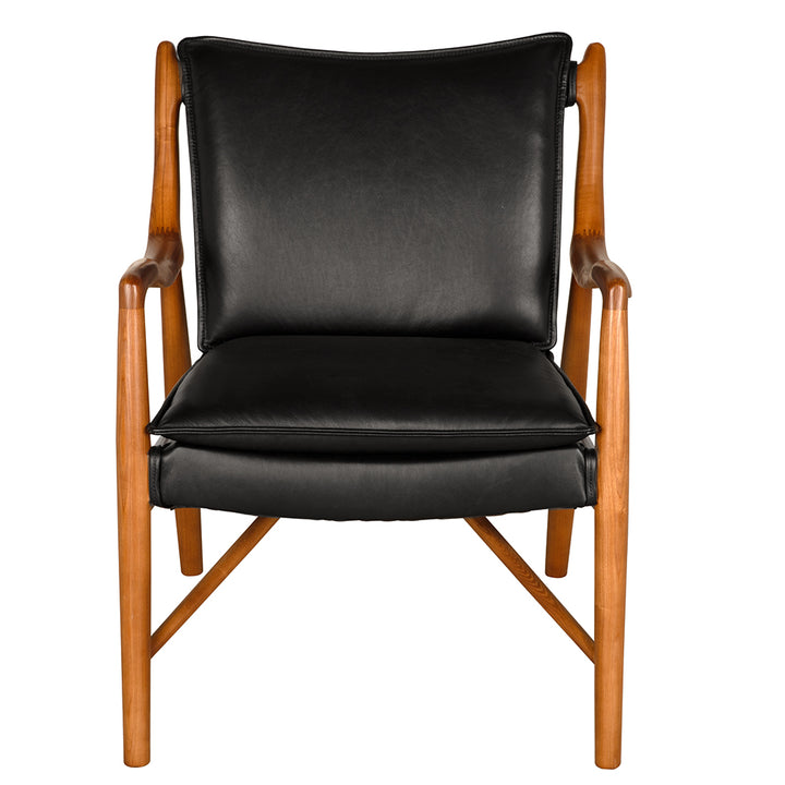 Noir - Weston Chair with Black Leather - LEA-C006BLL