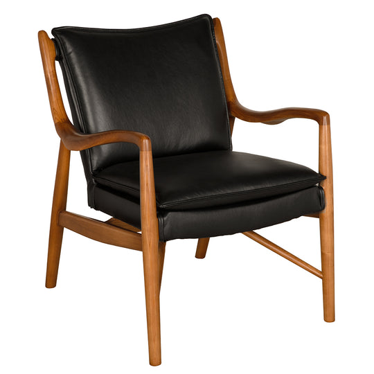 Noir - Weston Chair with Black Leather - LEA-C006BLL