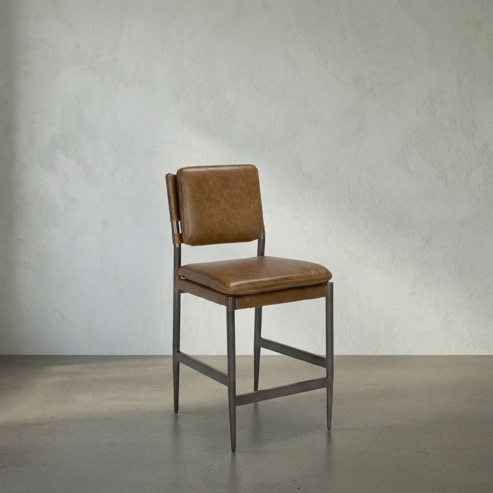 Noir Wooster Counter Chair - Cuba Brown Leather