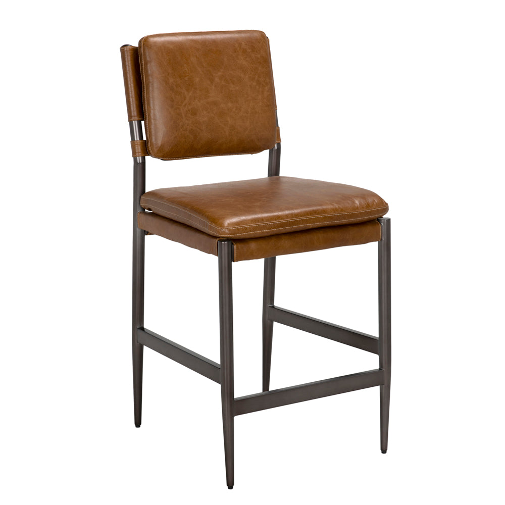 Noir Wooster Counter Chair - Cuba Brown Leather