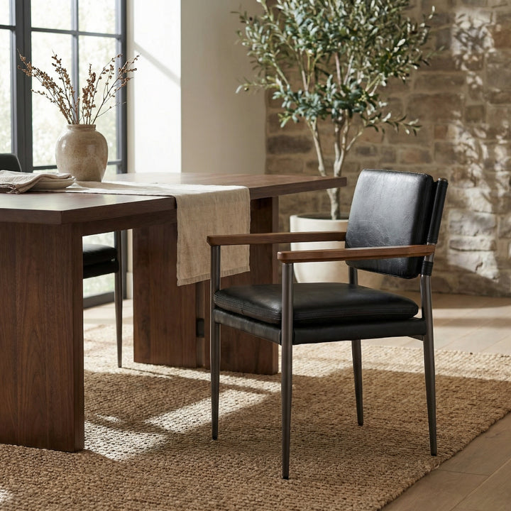 Noir - Wooster Chair Dining Chair w Arms - LEA-C0115C