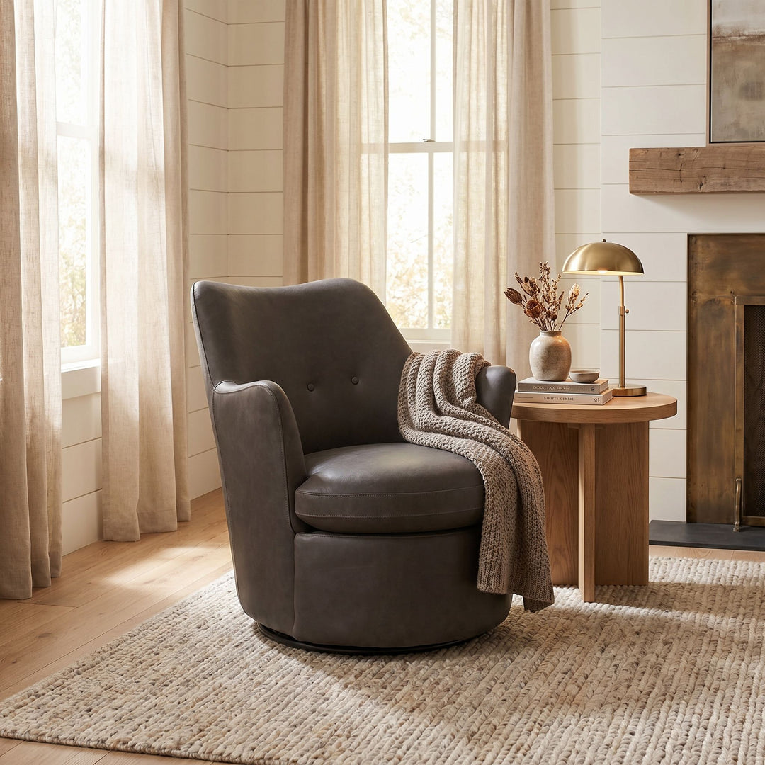 Noir - Hotchkiss Swivel Arm Chair - LEA-C0672-1D
