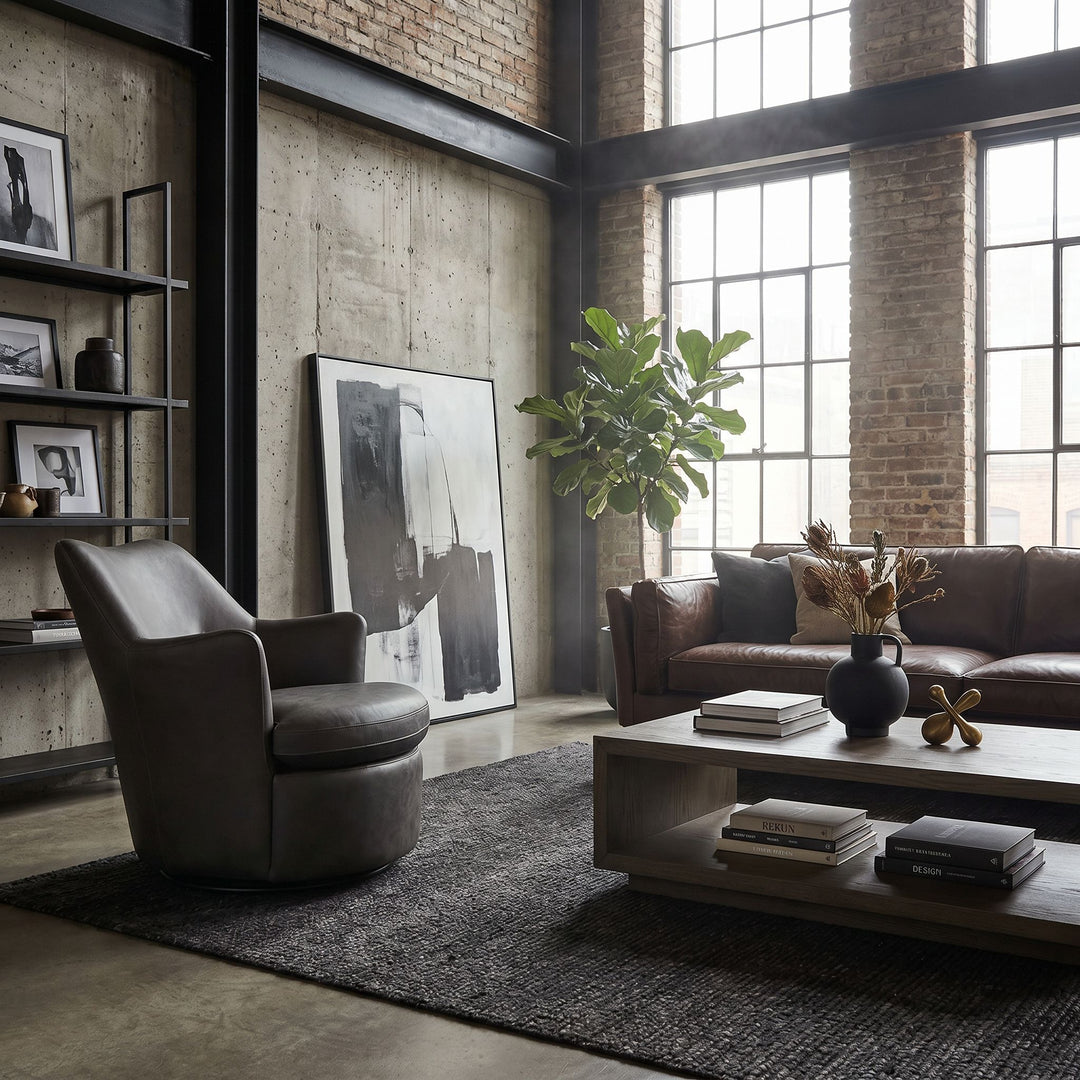 Noir - Hotchkiss Swivel Arm Chair - LEA-C0672-1D