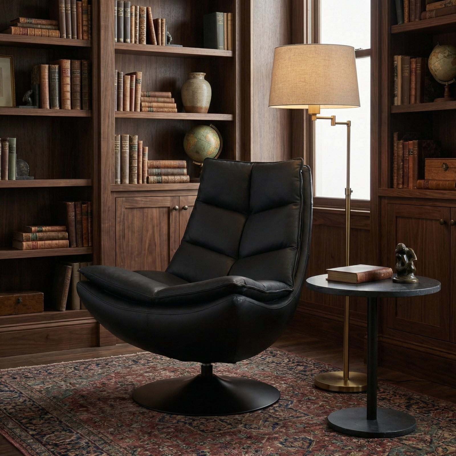Noir - Liam Swivel Chair - LEA-C543