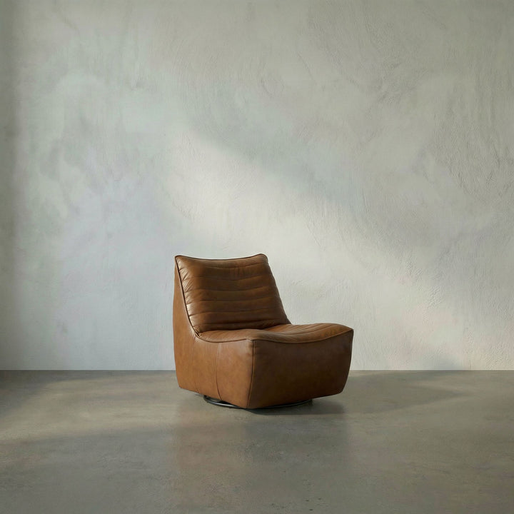 Noir - Mcclain Swivel Single Sofa, Roche Tan Leather - LEA-S0591A-1ABR