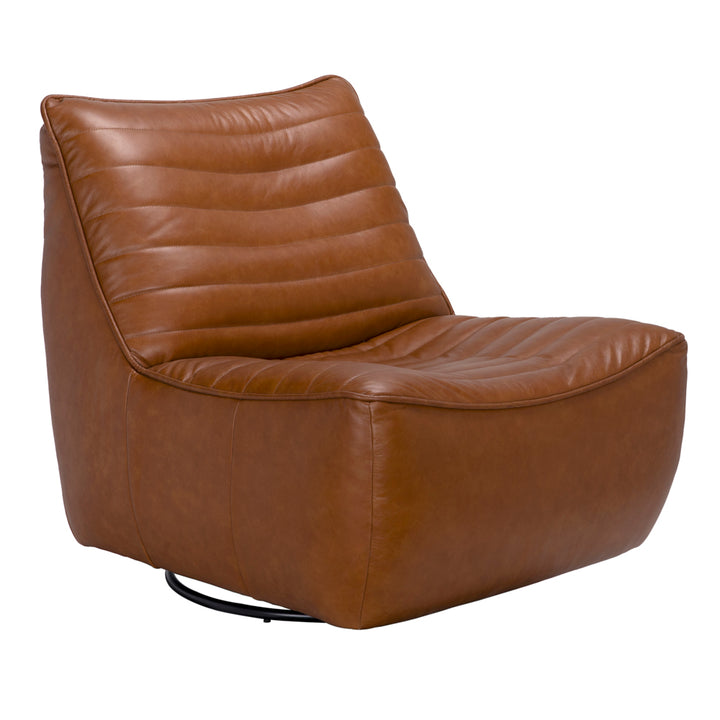 Noir - Mcclain Swivel Single Sofa, Roche Tan Leather - LEA-S0591A-1ABR