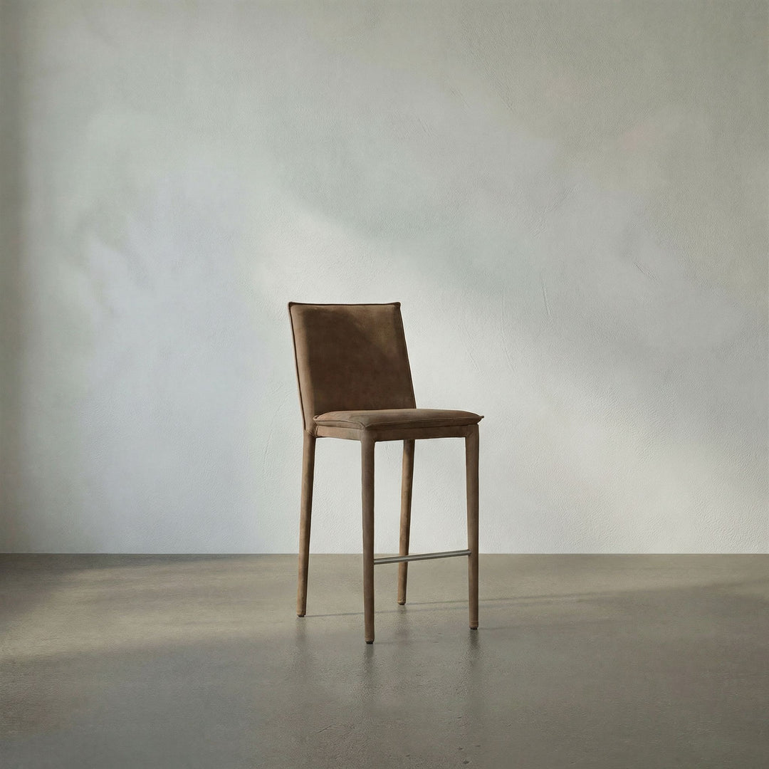 Noir - Newton Counter Chair, Orris Brown Leather - LEA-ST004BR-S