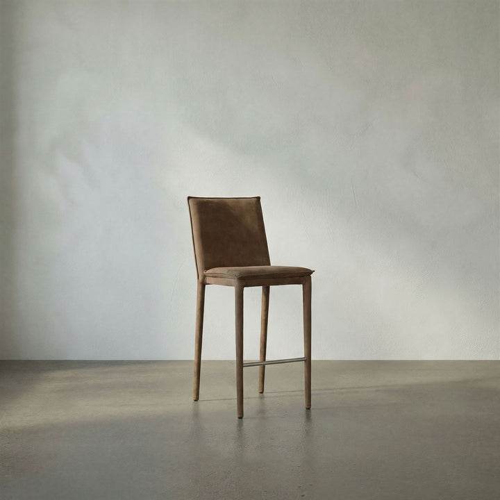 Noir - Newton Counter Chair, Orris Brown Leather - LEA-ST004BR-S