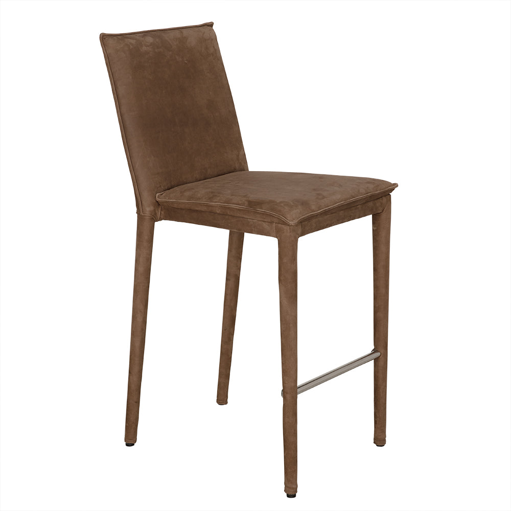 Noir - Newton Counter Chair, Orris Brown Leather - LEA-ST004BR-S