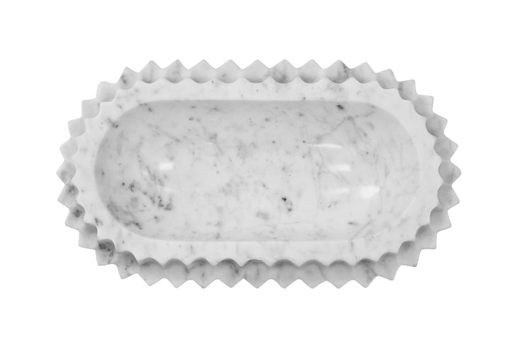 Oval Marble Tray With Carved Edges - LILIBET