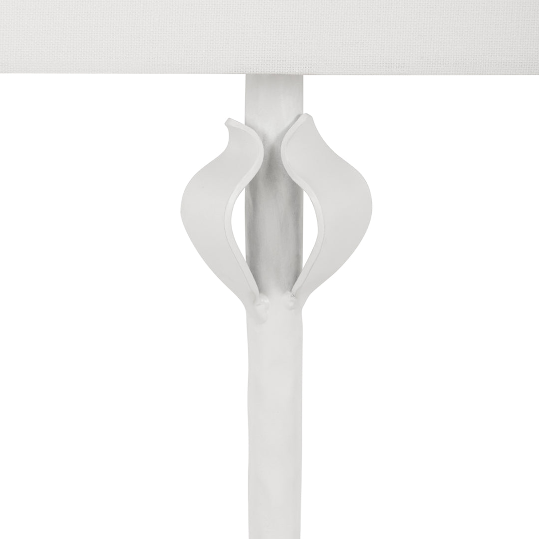 Flush Iron Sconce With Leaf Detail In Matte White Powder Coat - LINDA WH