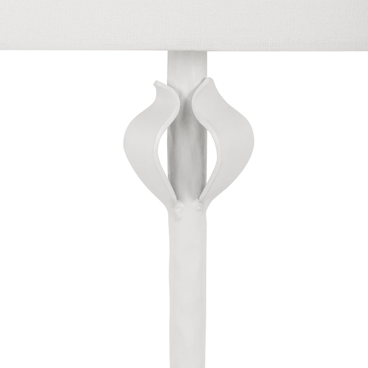 Flush Iron Sconce With Leaf Detail In Matte White Powder Coat - LINDA WH