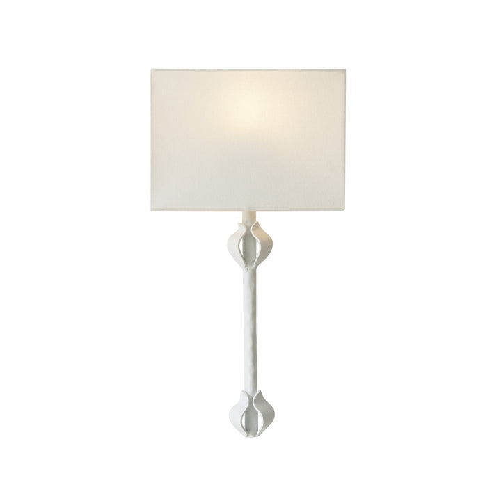 Flush Iron Sconce With Leaf Detail In Matte White Powder Coat - LINDA WH