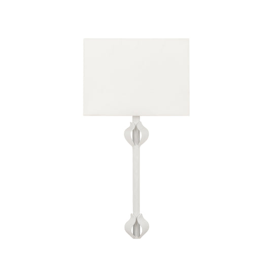 Flush Iron Sconce With Leaf Detail In Matte White Powder Coat - LINDA WH