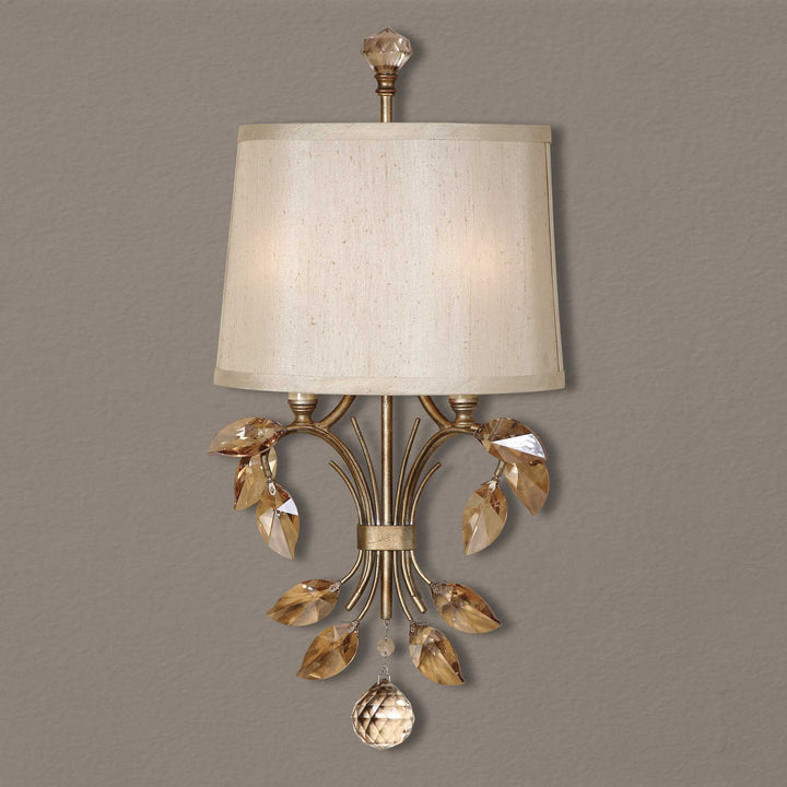 American Home Furniture Uttermost Alenya 2 Light Gold Wall Sconce