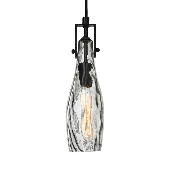 American Home Furniture Uttermost Campester 1 Light Watered Glass Mini Pendant