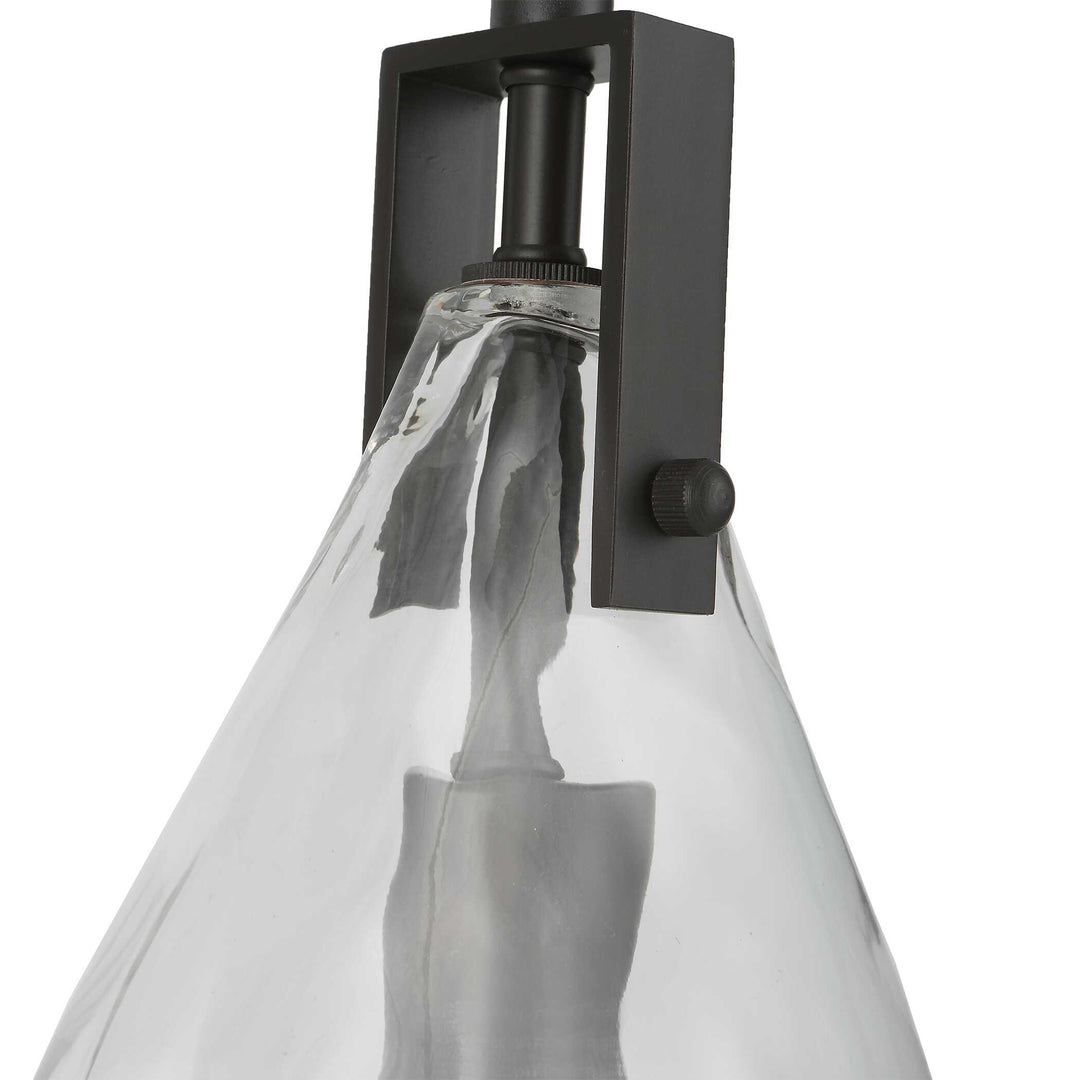 American Home Furniture Uttermost Campester 1 Light Watered Glass Mini Pendant