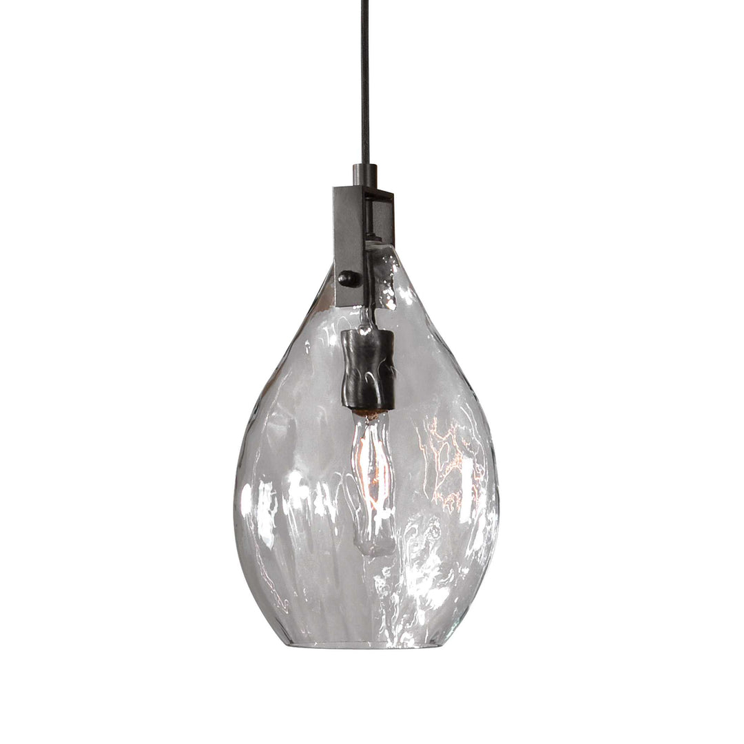 American Home Furniture Uttermost Campester 1 Light Watered Glass Mini Pendant