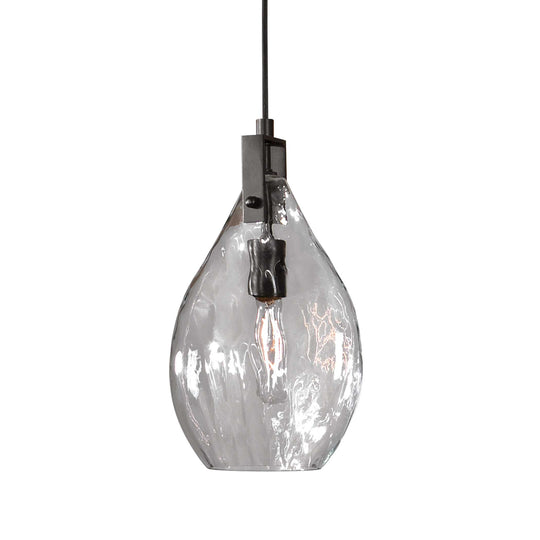 American Home Furniture Uttermost Campester 1 Light Watered Glass Mini Pendant