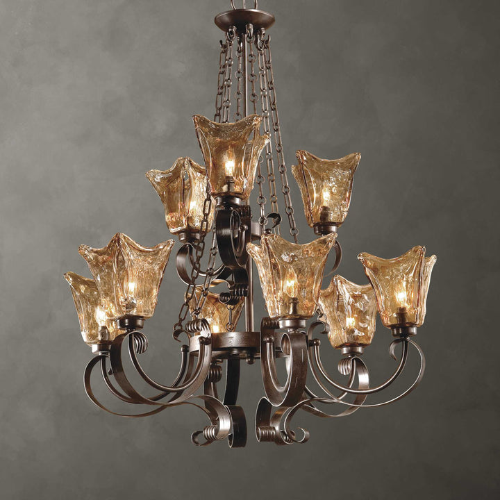 American Home Furniture Uttermost Vetraio 9lt Oil Rubbed Bronze Chandelier