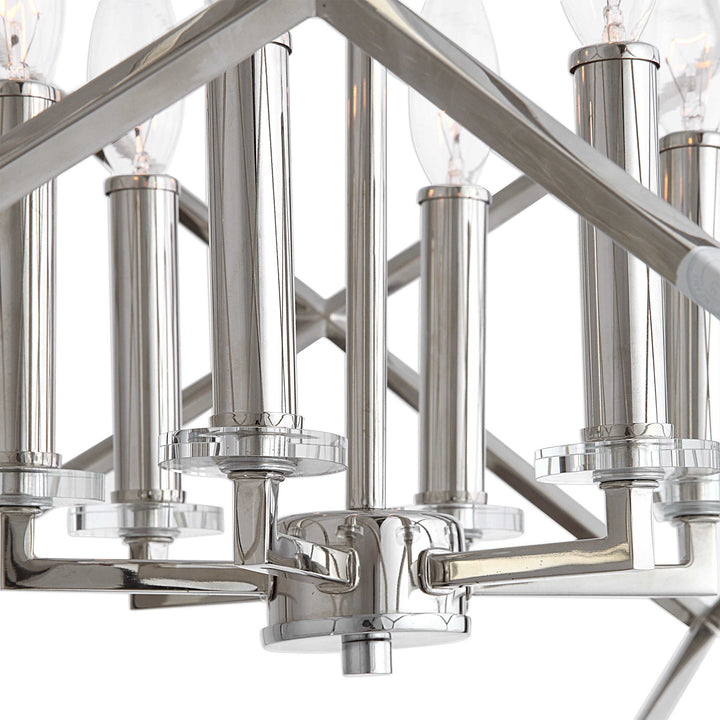 American Home Furniture Uttermost Euclid 6 Light Nickel Cube Pendant