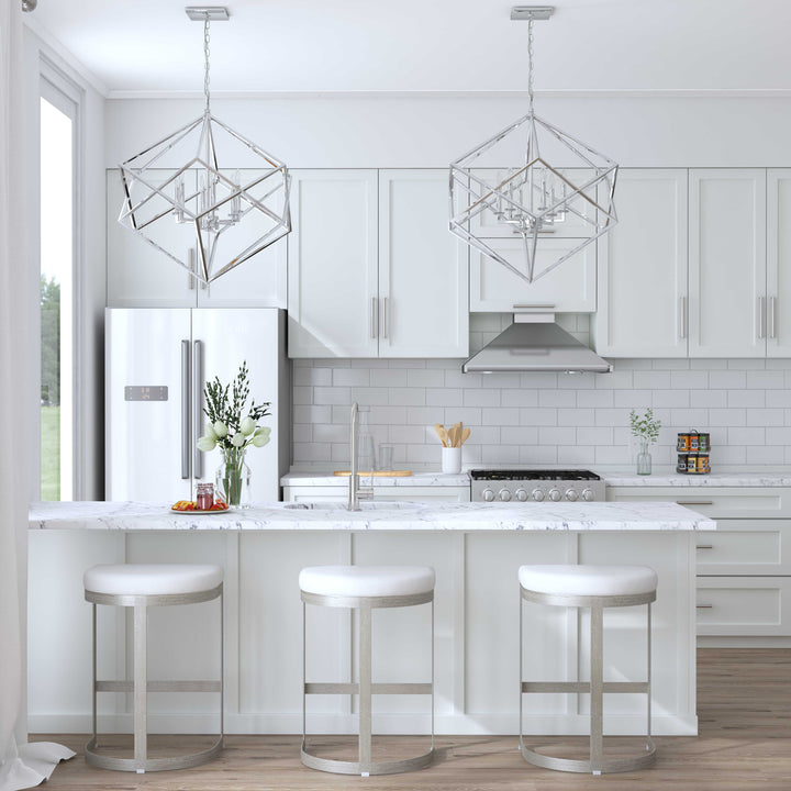 American Home Furniture Uttermost Euclid 6 Light Nickel Cube Pendant
