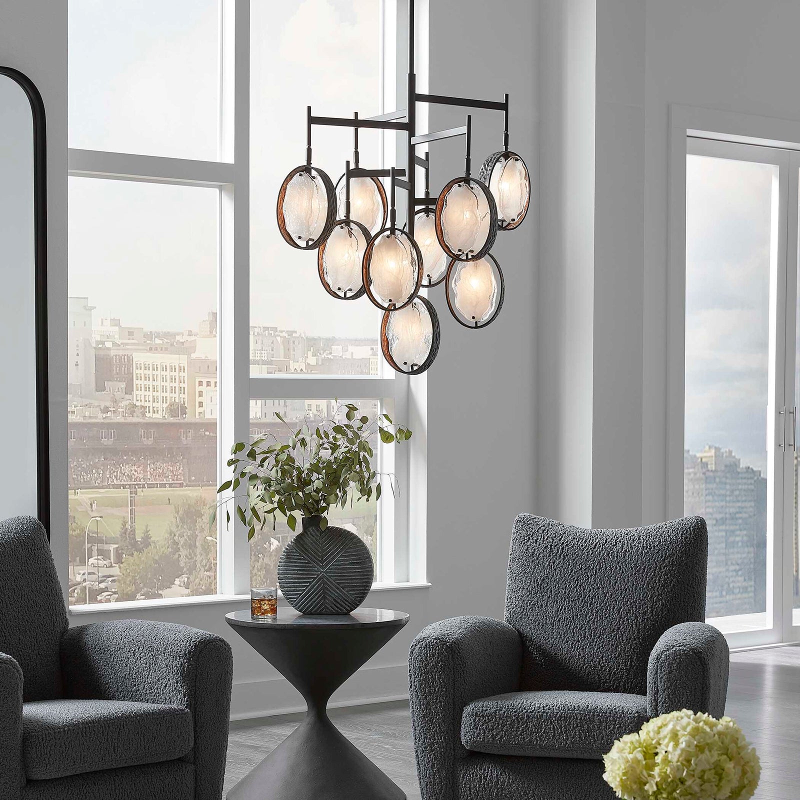 American Home Furniture Uttermost Maxin Dark Bronze 9 Light Chandelier